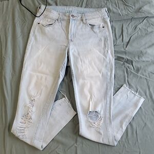 Old Navy Rockstar Mid-rise Light Blue Ripped Skinny Jeans. A2.